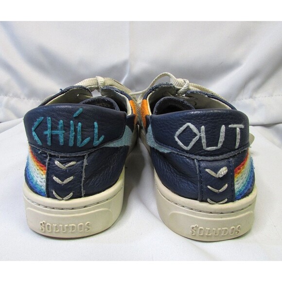 Soludos Womens Shoes Blue Leather Rainbow Wave  Chill Out Sneakers 8.5 - Picture 4 of 12